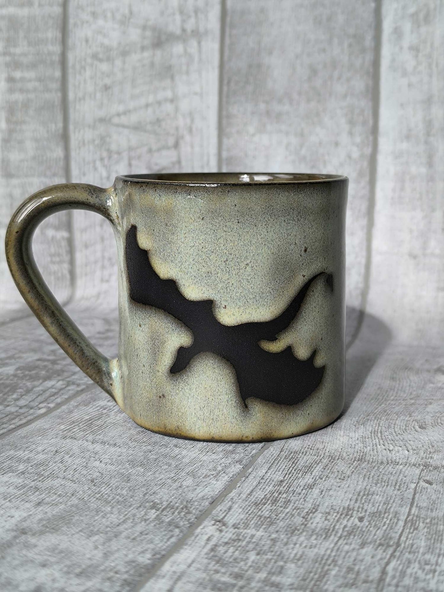 Handmade Sunfire Dragons mug, 350ml