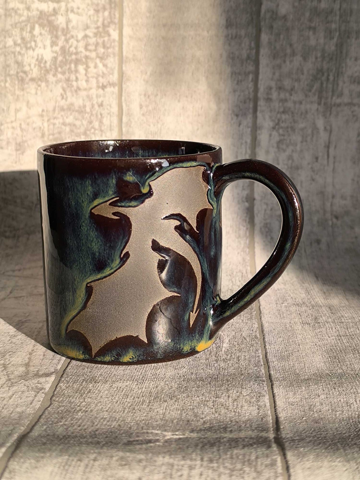 Handmade Flaming Dragons mug, 350ml