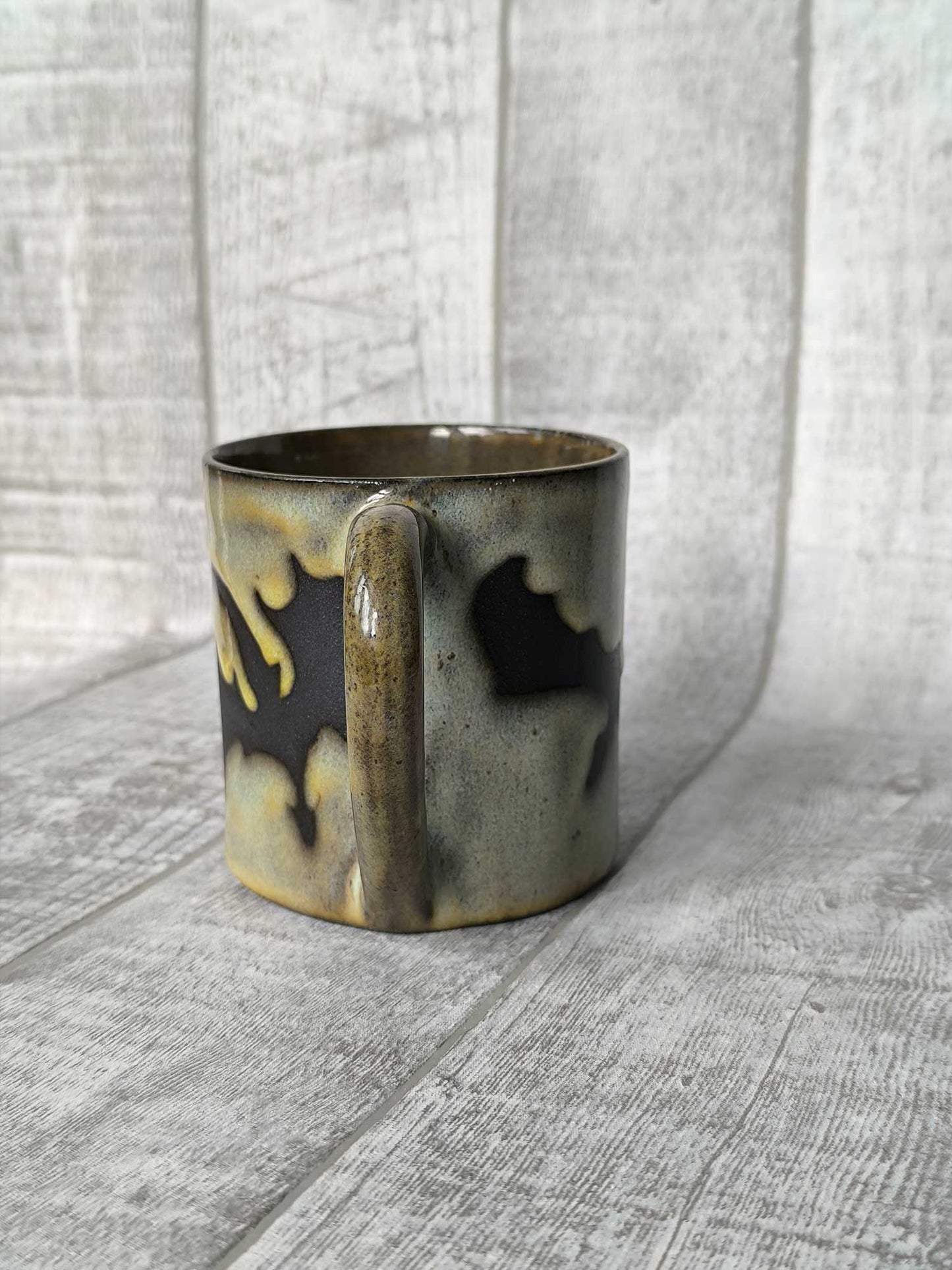 Handmade Sunfire Dragons mug, 350ml