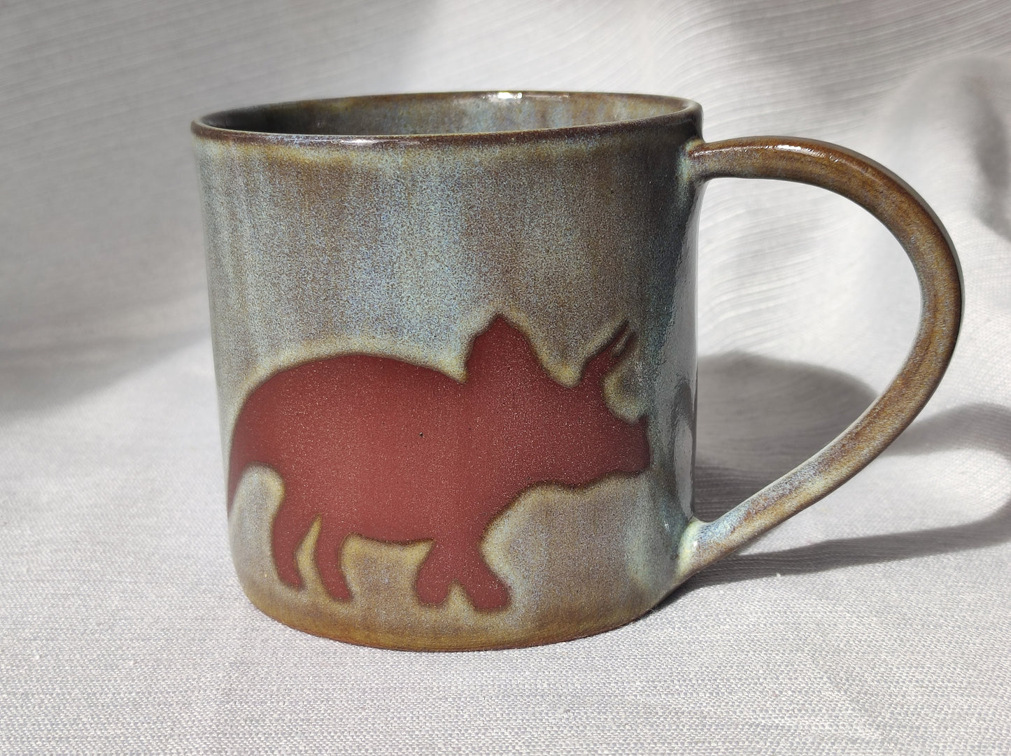Unique Ceramic handmade Triceratops dinosaur Jurassic mug