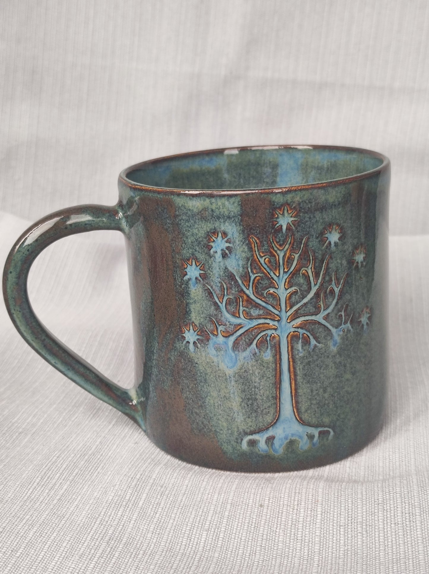 Handmade Tree&Inscription mug, 350ml, 520ml, 1pc