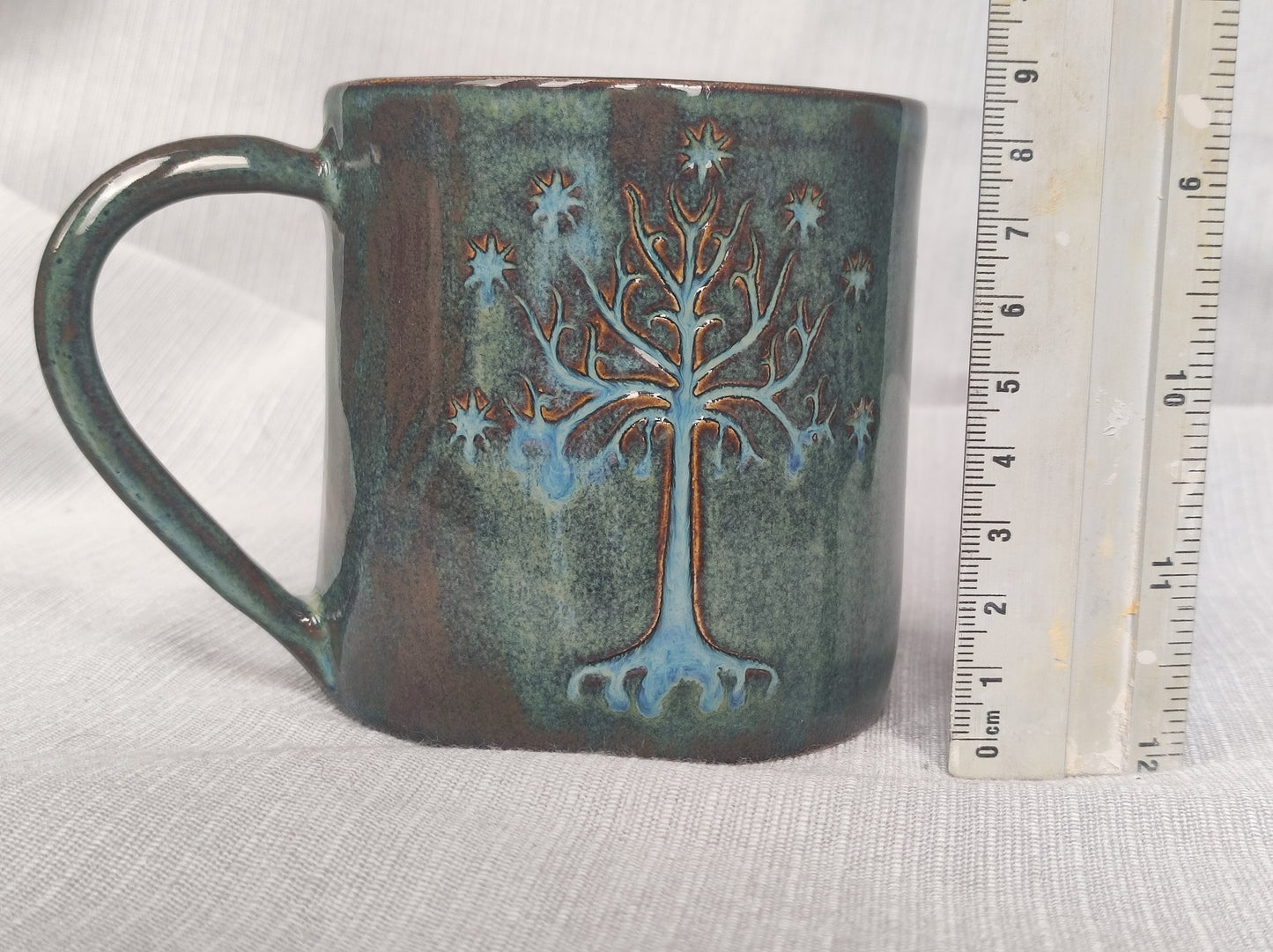 Handmade Tree&Inscription mug, 350ml, 520ml, 1pc