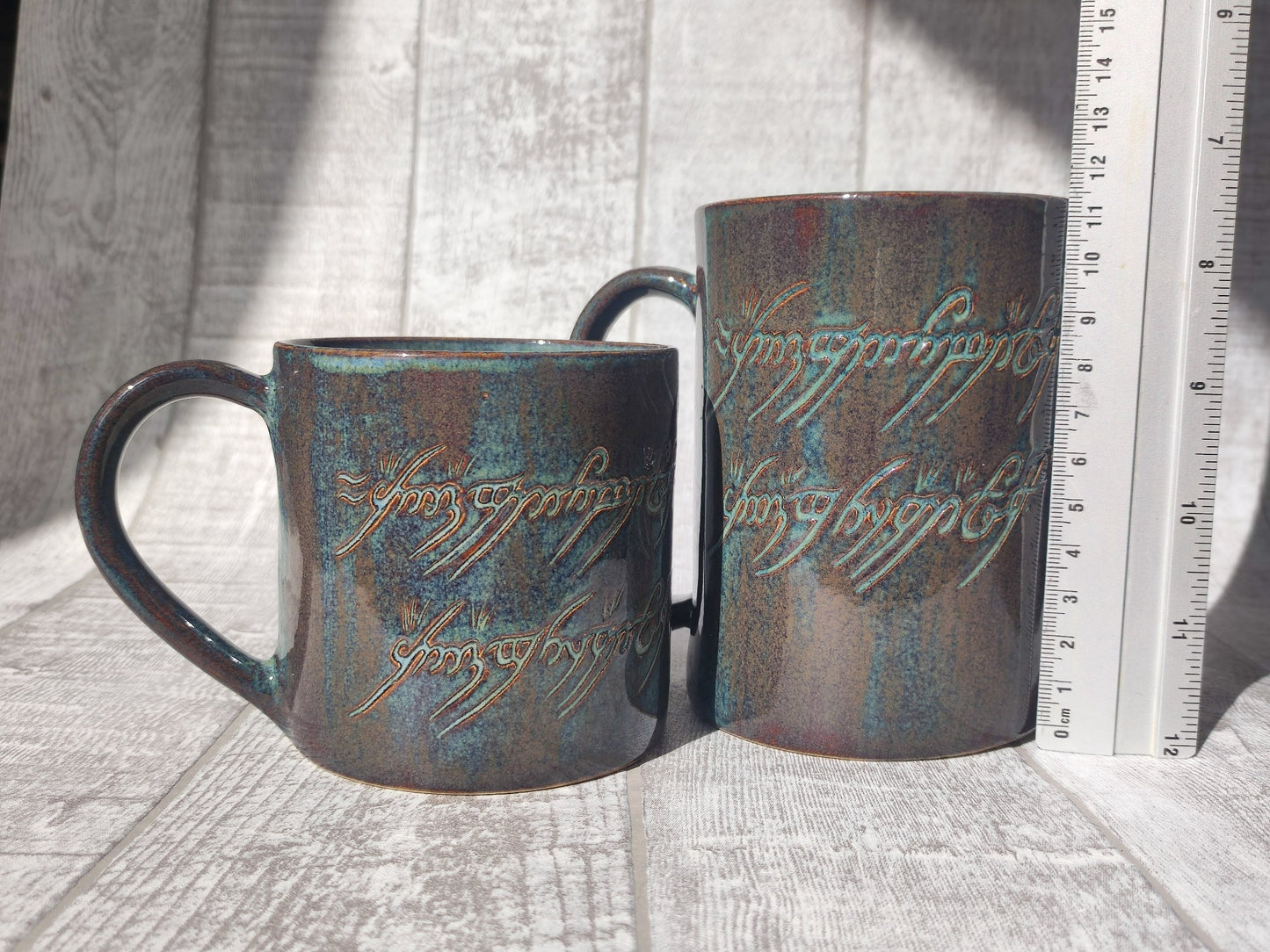 Handmade Tree&Inscription mug, 350ml, 520ml, 1pc