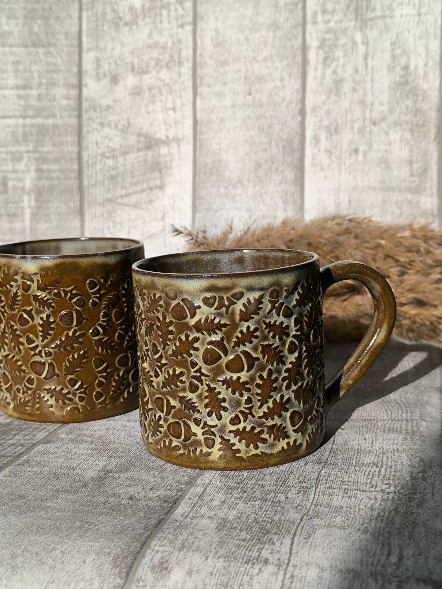 Handmade Acorns Autumn mug, 350ml