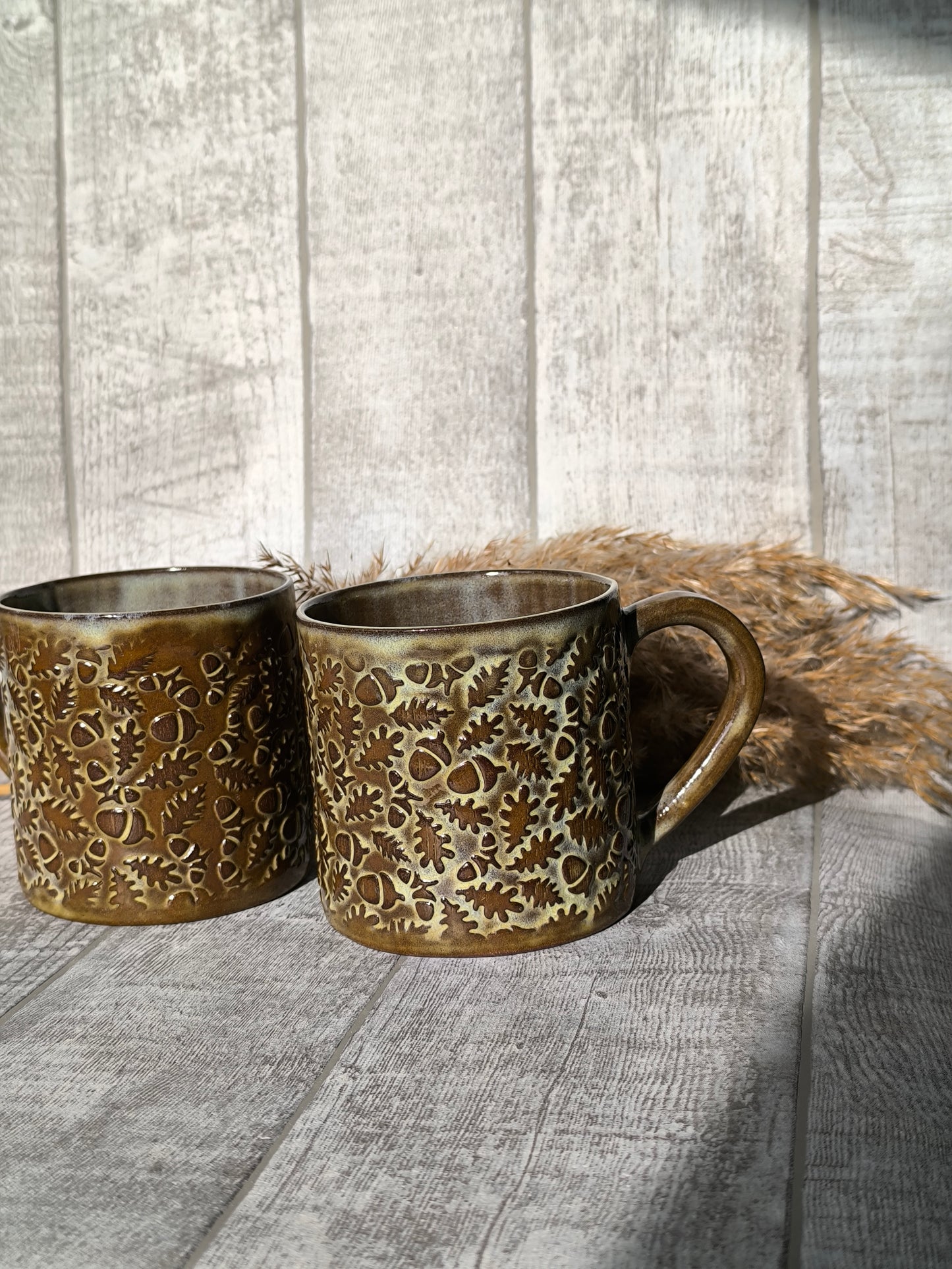 Handmade Acorns Autumn mug, 350ml