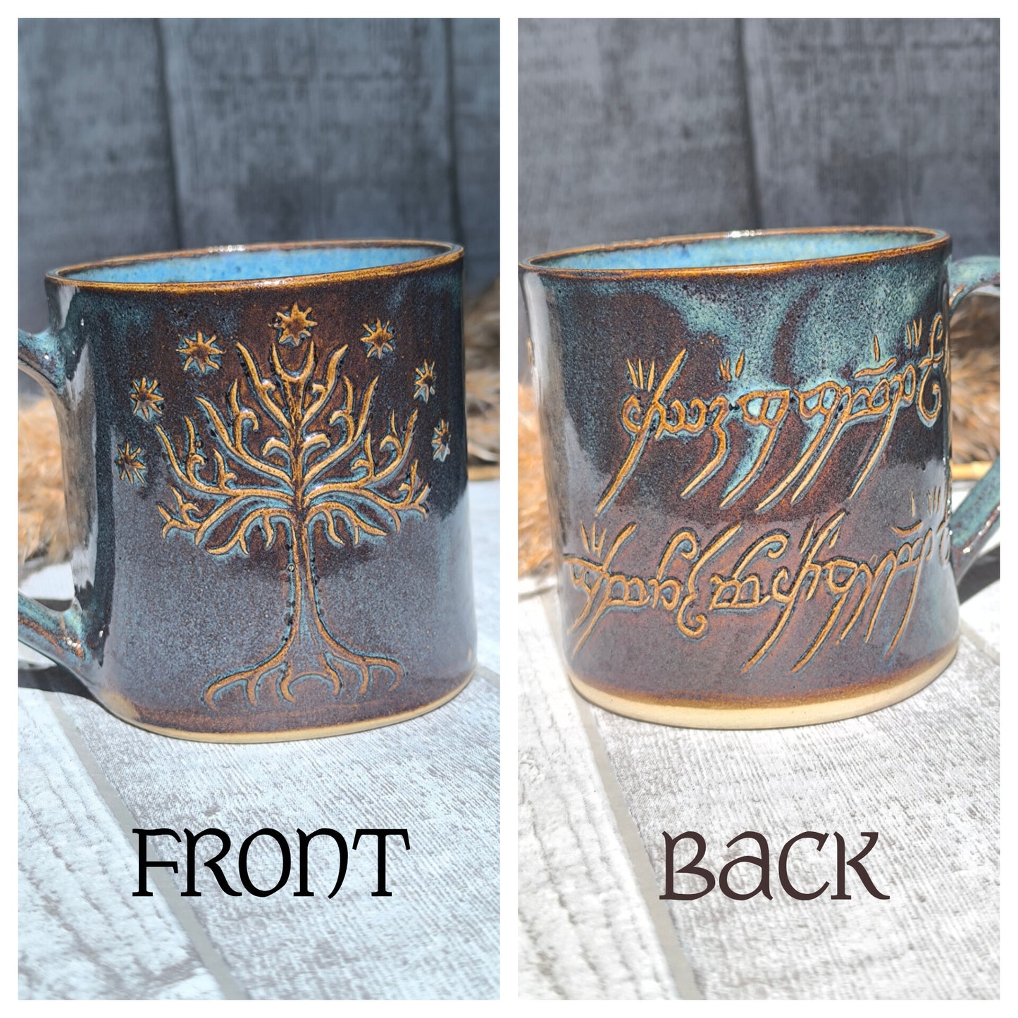Handmade Tree&Inscription mug, 350ml, 1pc