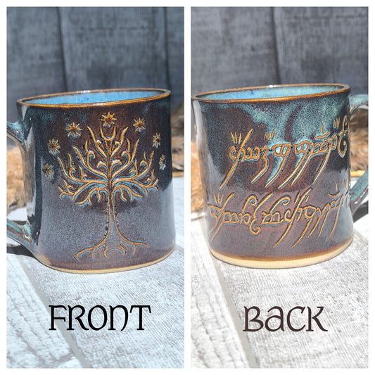 Handmade Tree&Inscription mug, 350ml, 1pc