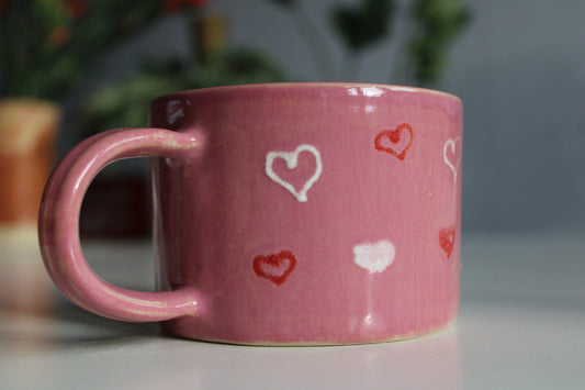 Handmade Valentines hearts mug, 300ml