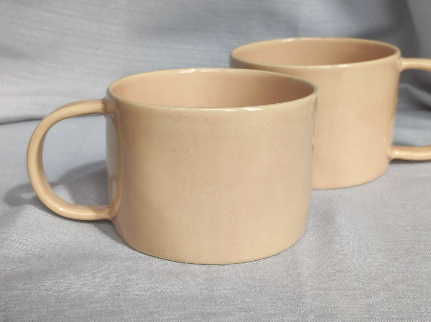 Handmade peach cream mugs, 300 ml