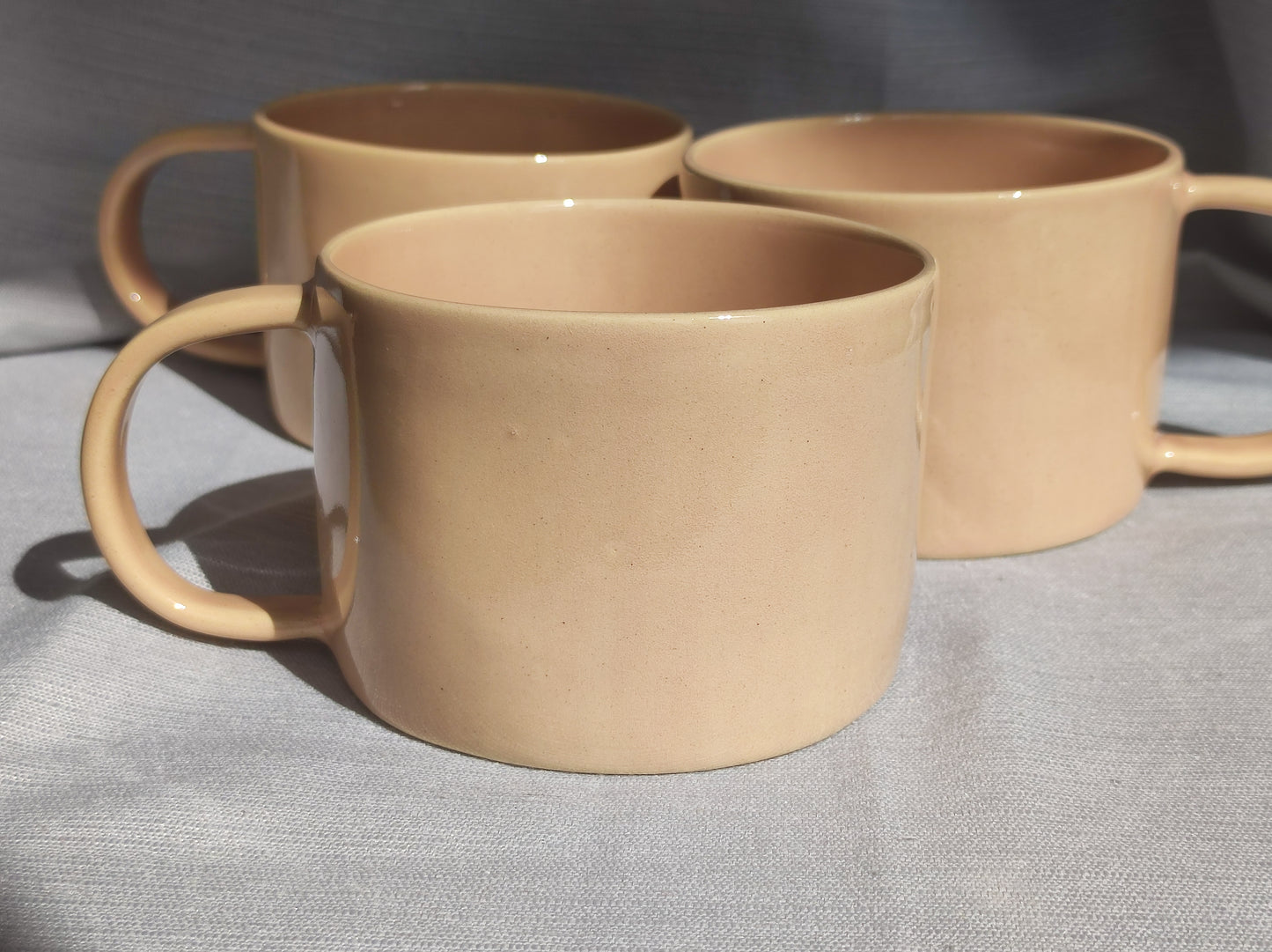 Handmade peach cream mugs, 300 ml