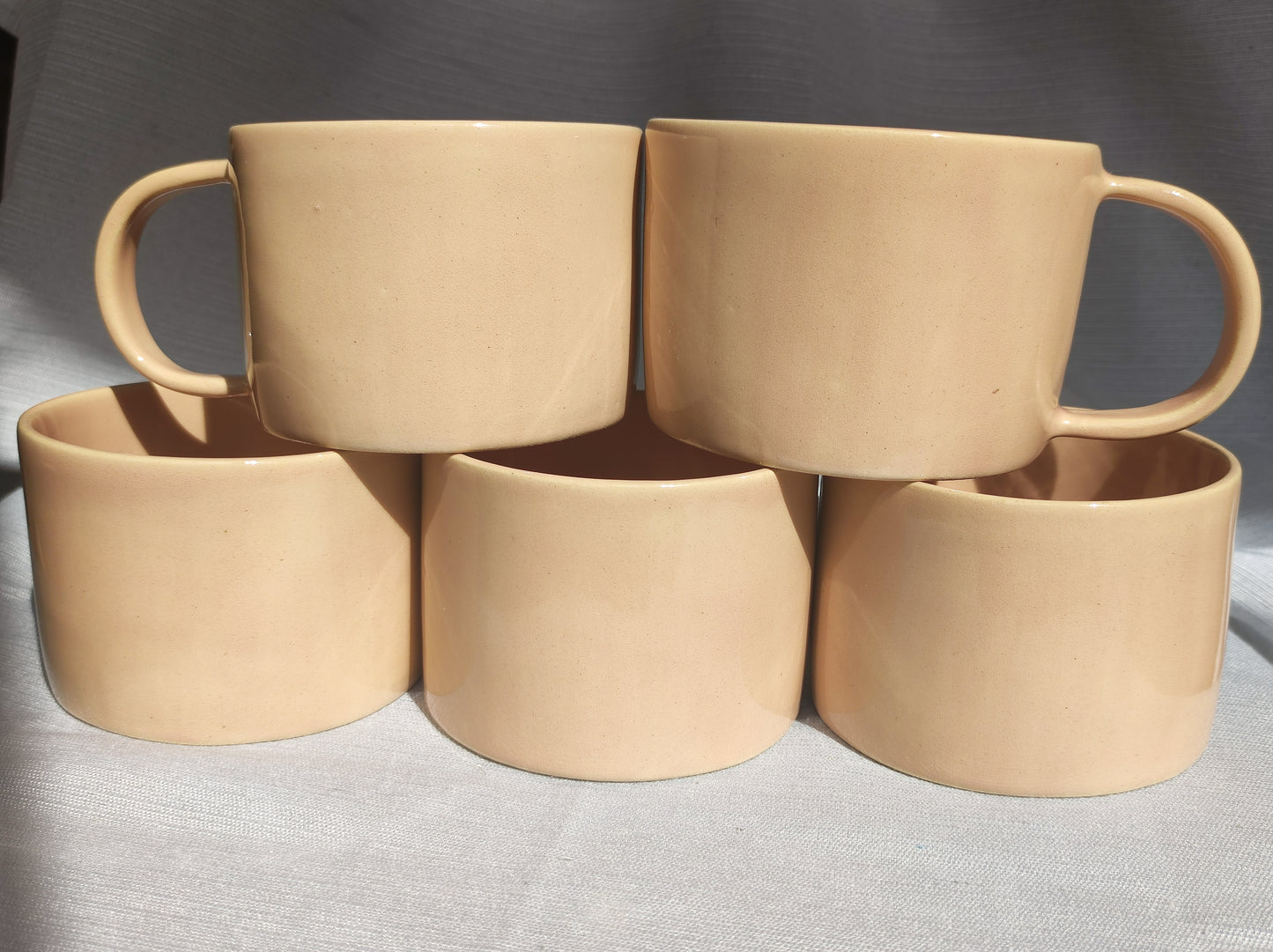 Handmade peach cream mugs, 300 ml