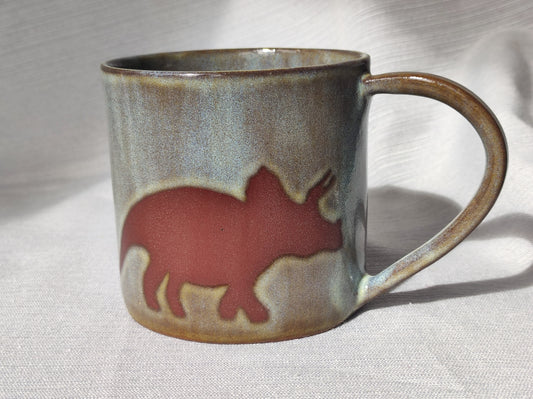 Unique Ceramic handmade Triceratops  dinosaur Jurassic mug