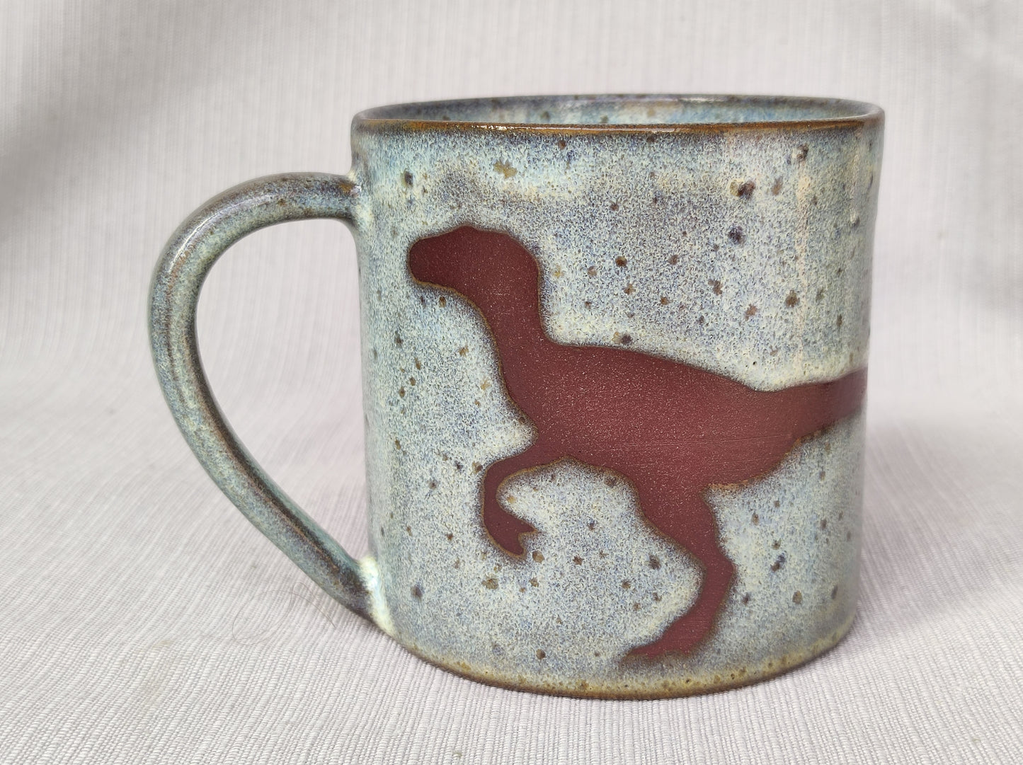 Unique Ceramic handmade Raptor / Velociraptor dinosaur Jurassic mug