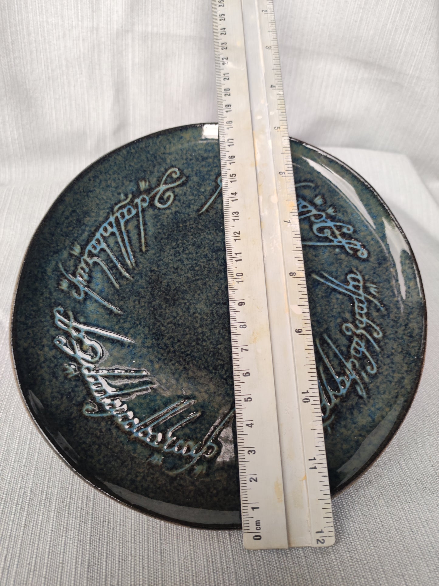 Unique handmade Blue Lord of the Rings plate, perfect present/gift idea for Tolkien fans, D=19cm