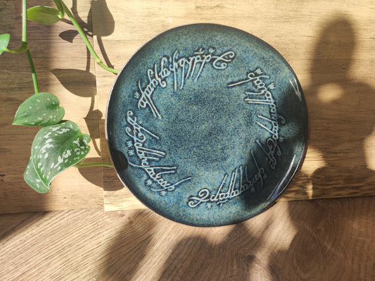 Unique handmade Blue Lord of the Rings plate, perfect present/gift idea for Tolkien fans, D=19cm