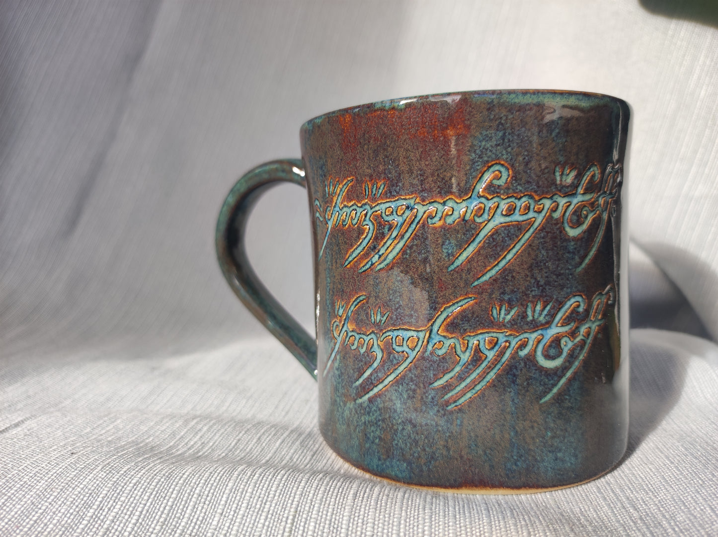 Handmade Tree&Inscription mug, 350ml, 520ml,  1pc