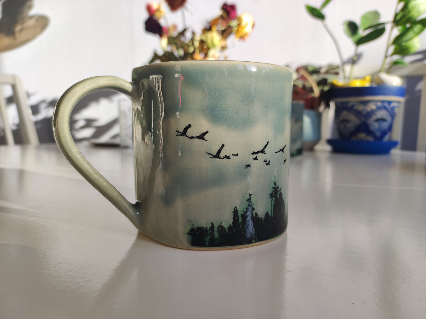 Handmade Pine forest mug, 350 ml