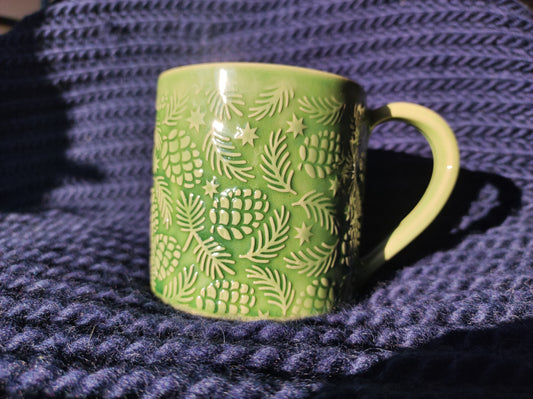 Handmade Pine cones mug, 350ml