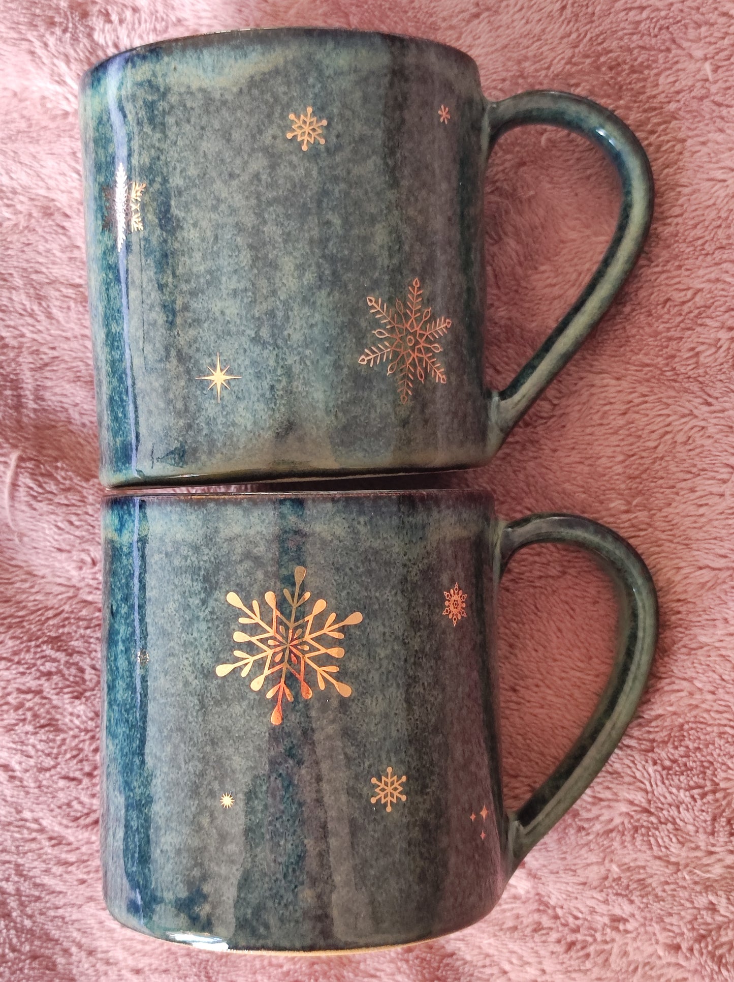 Handmade Golden snowflake mug, 350 ml