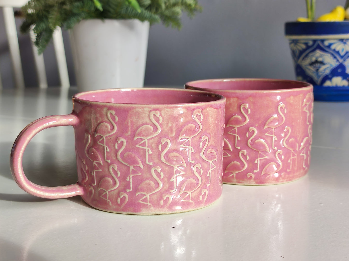 Handmade Pink Flamingo mug, 300ml