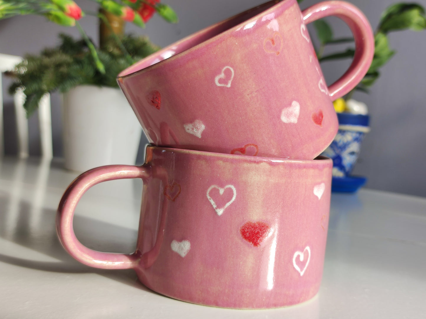 Handmade Valentines hearts mug, 300ml