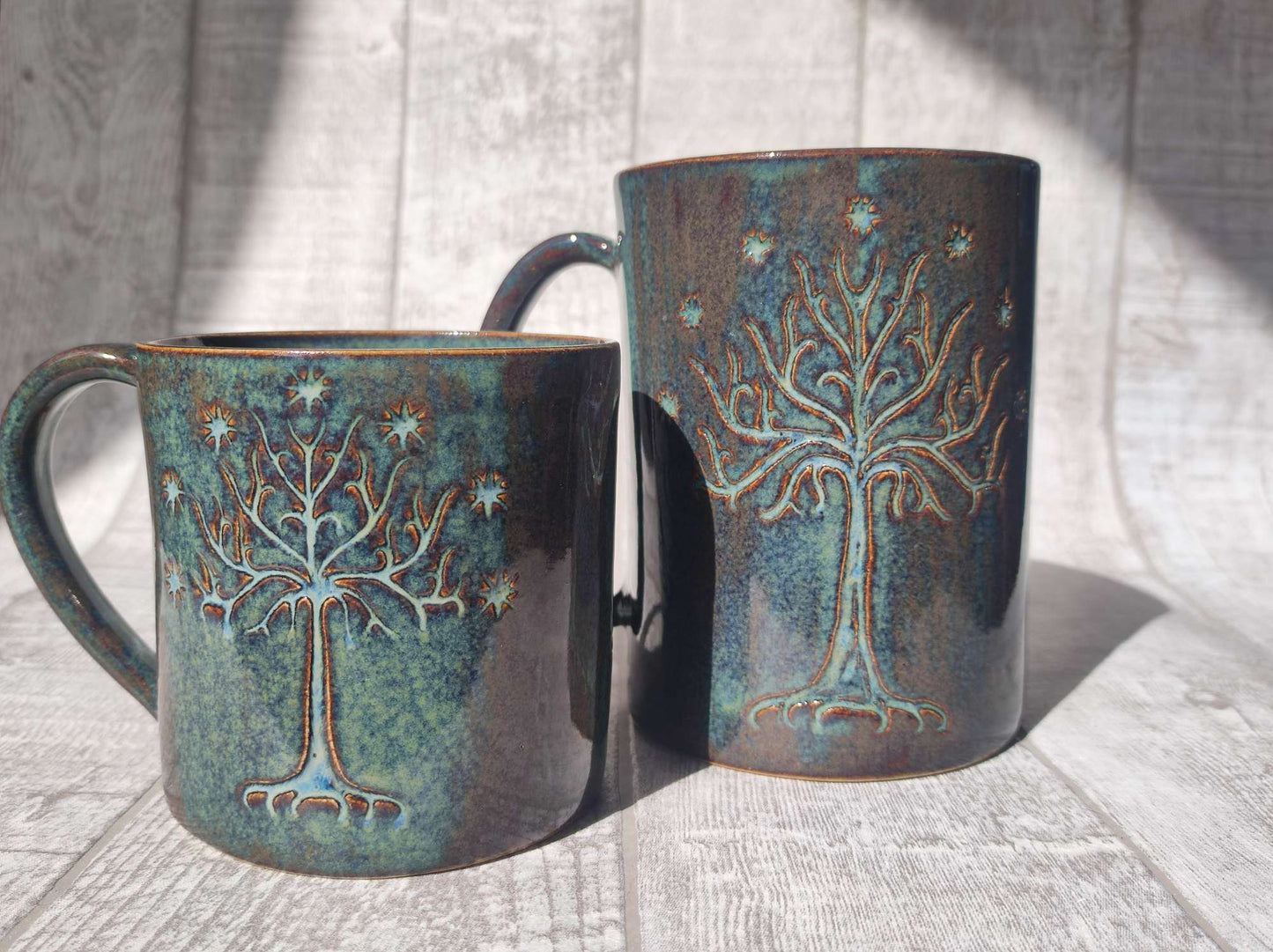 Handmade Tree&Inscription mug, 350ml, 520ml,  1pc