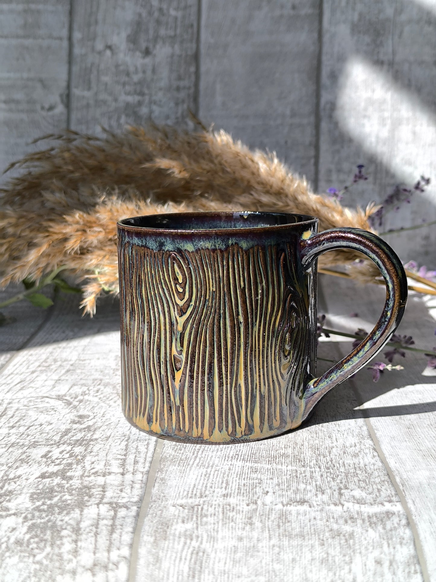 Handmade Wood Log mug , 350ml