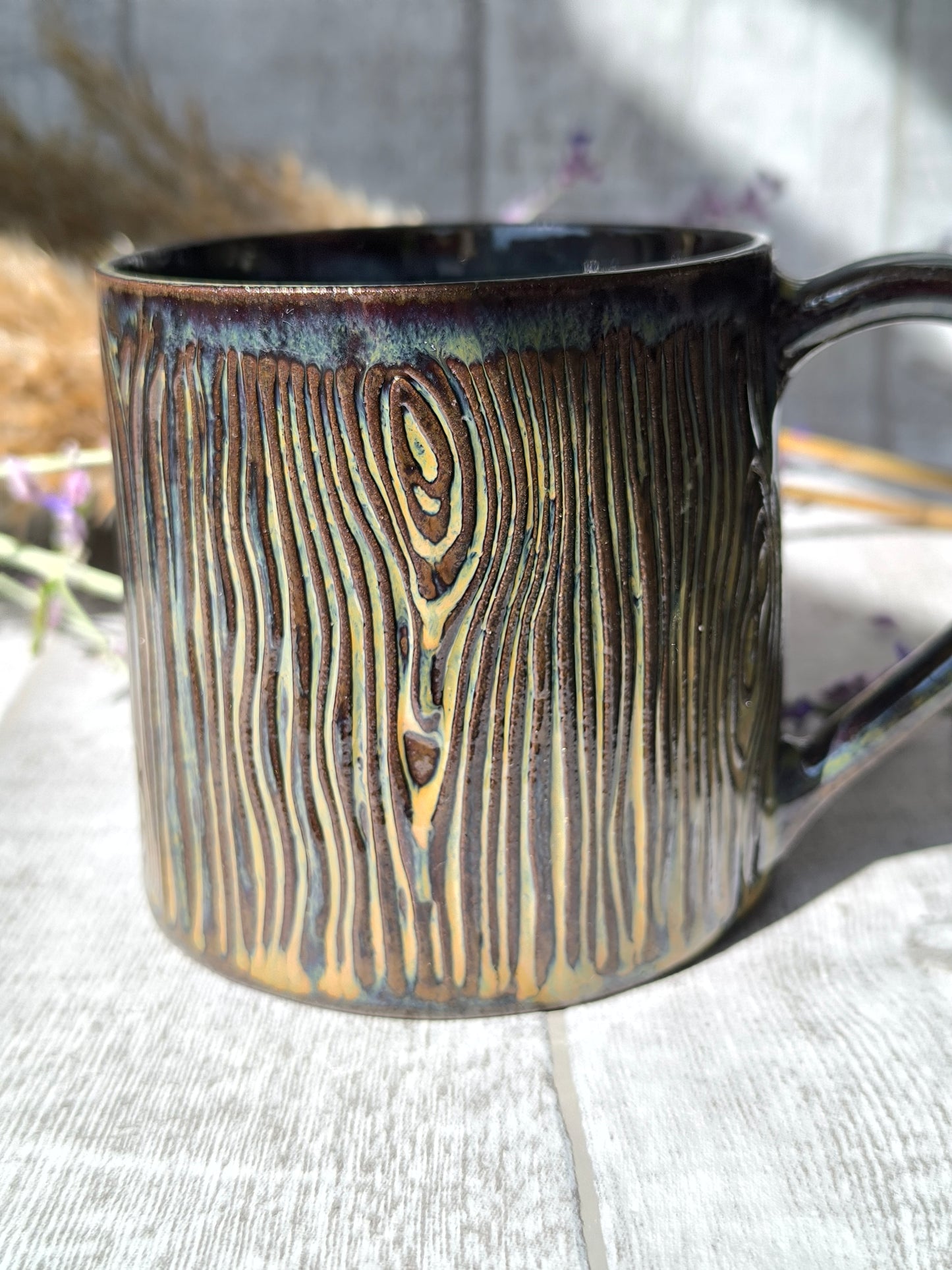 Handmade Wood Log mug , 350ml