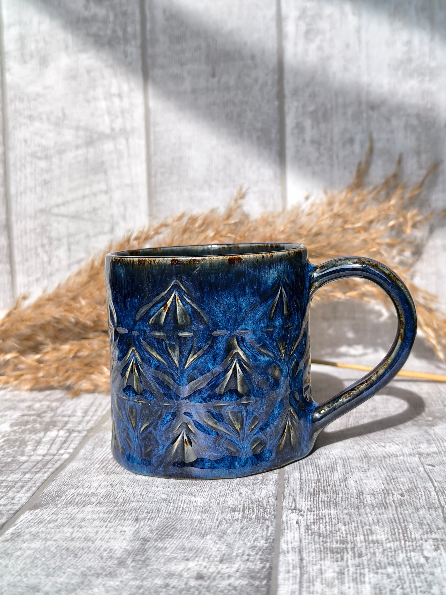 Handmade Sapphire Flame mug, 320ml