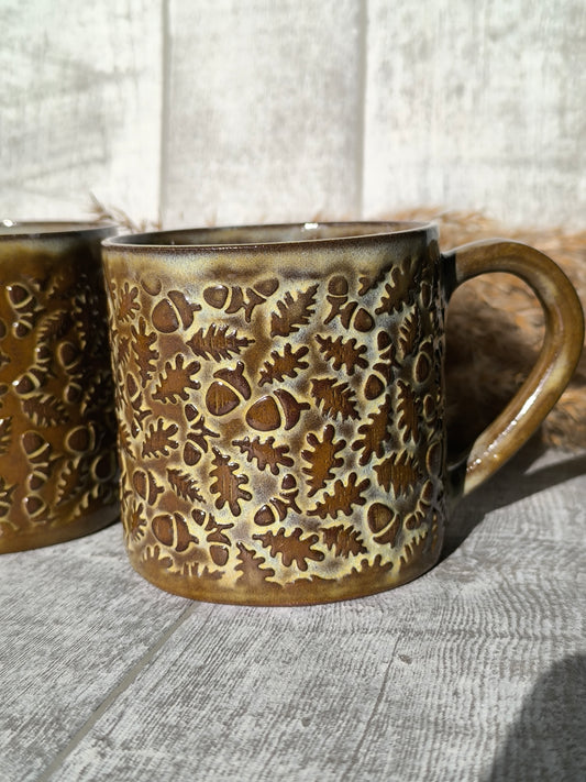 Handmade Acorns Autumn mug, 350ml