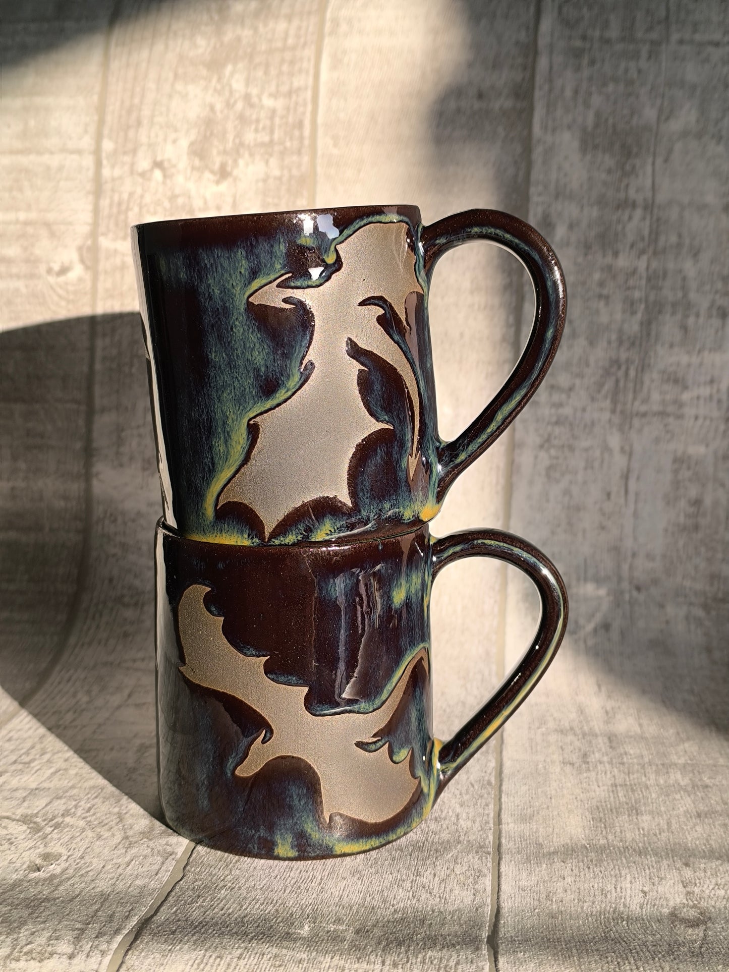 Handmade Flaming Dragons mug, 350ml