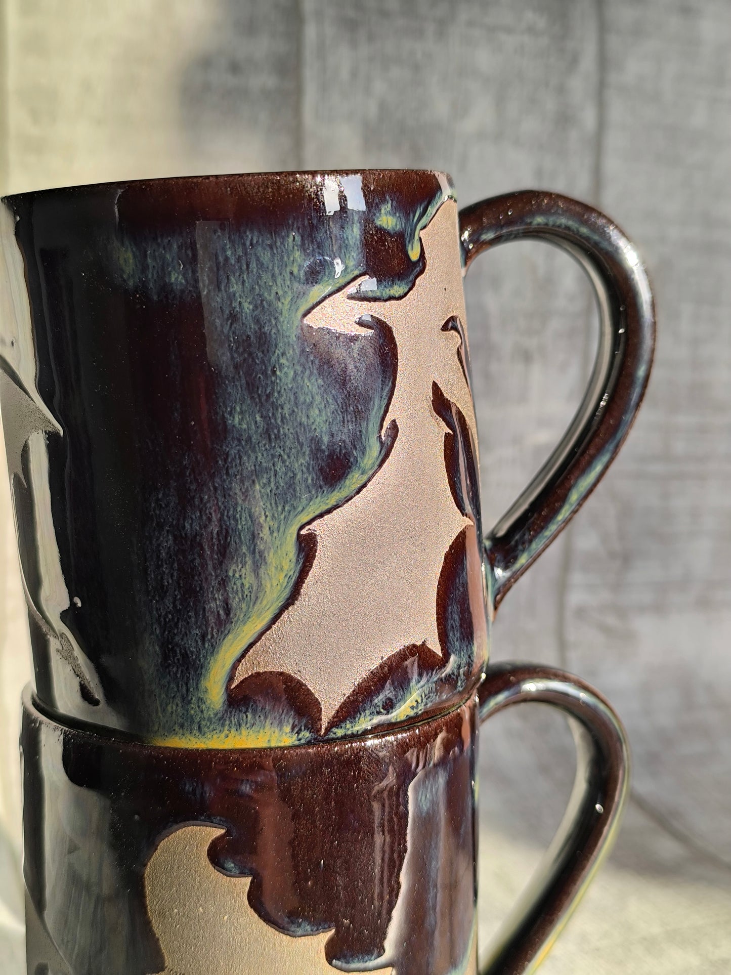 Handmade Flaming Dragons mug, 350ml