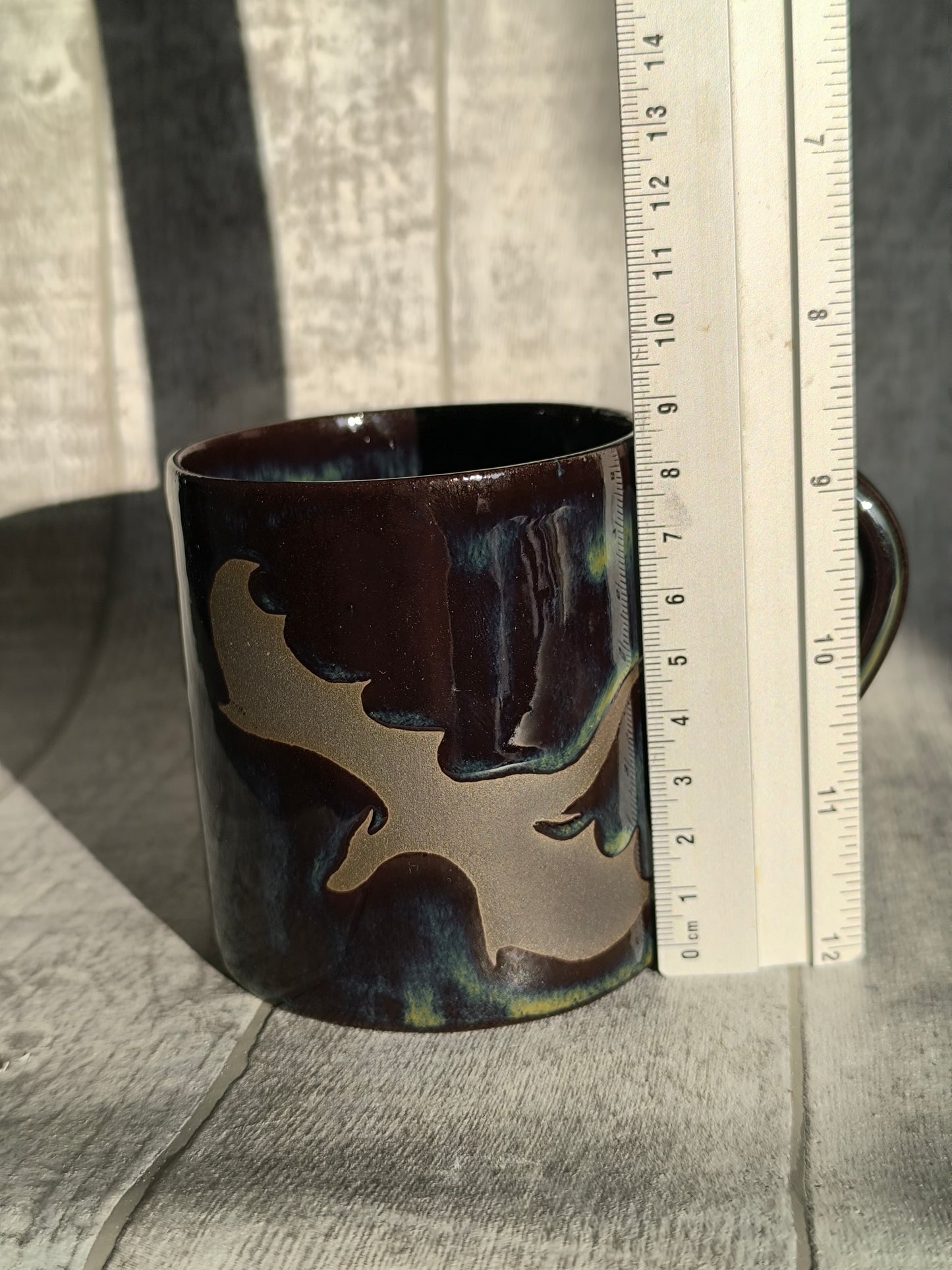 Handmade Flaming Dragons mug, 350ml