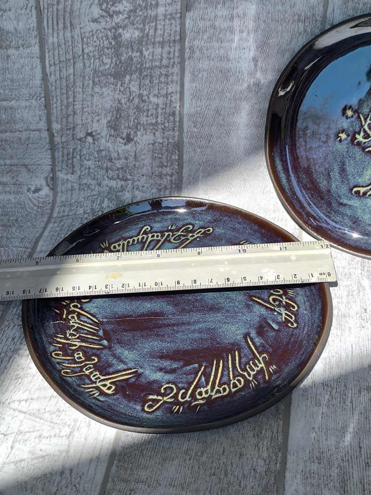 Unique handmade Blue Lord of the Rings plate, D=19cm