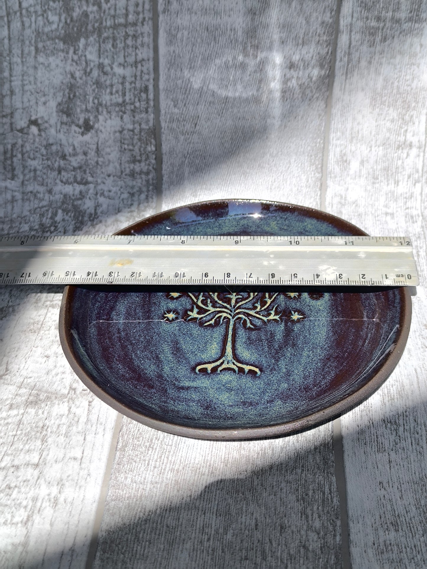Unique handmade Blue Tree of Gondor plate, D=15cm