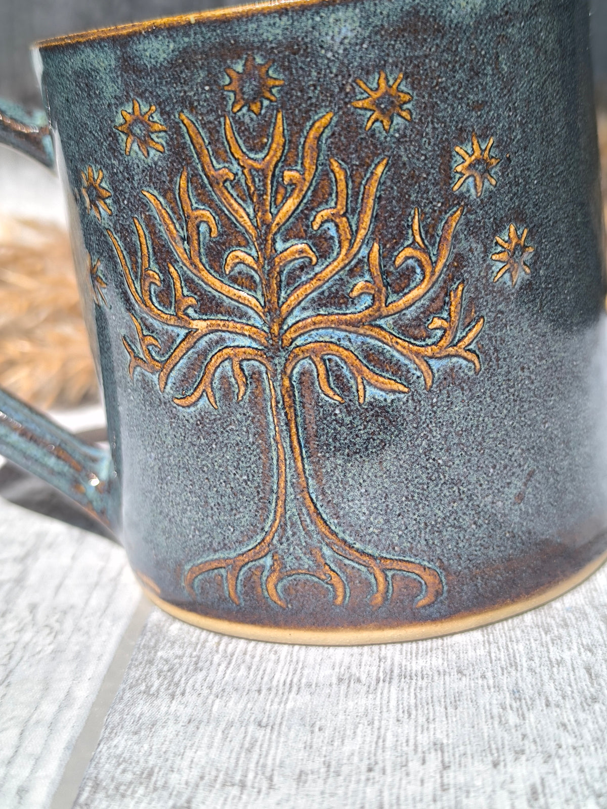 Handmade Tree&Inscription mug, 350ml, 1pc