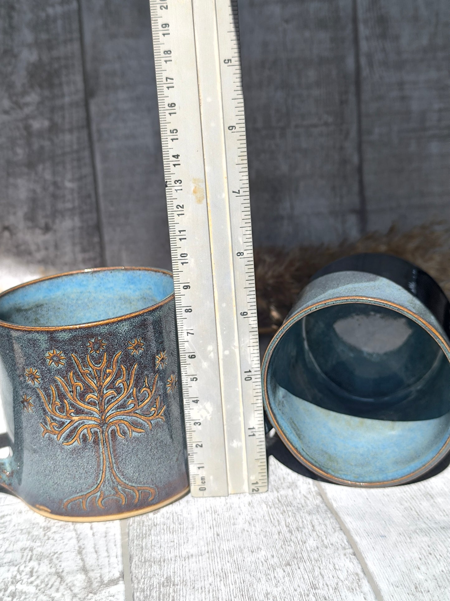 Handmade Tree&Inscription mug, 350ml, 1pc