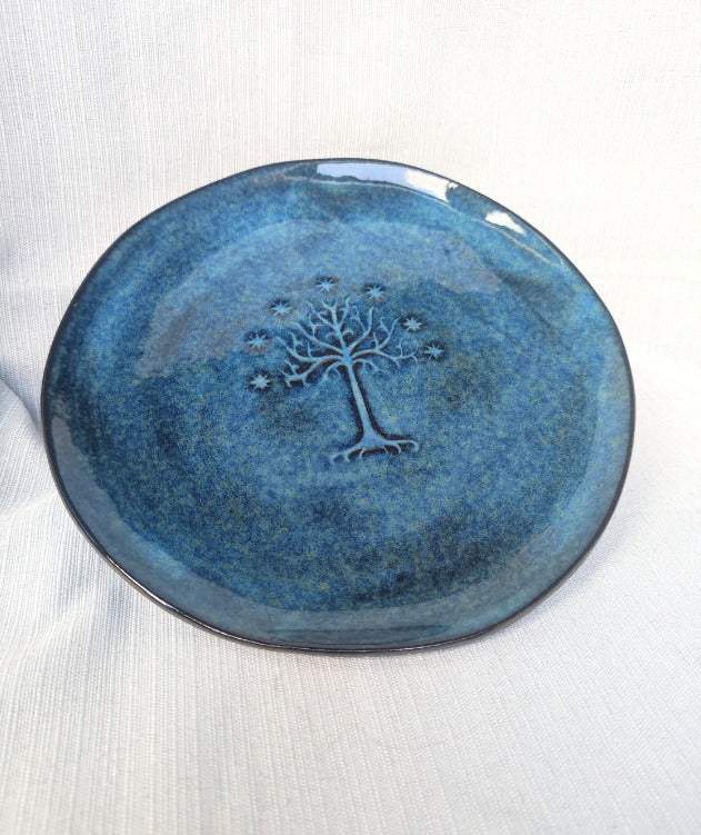 Unique handmade Blue Tree of Gondor plate, perfect present/gift idea for Tolkien fans, D=19cm