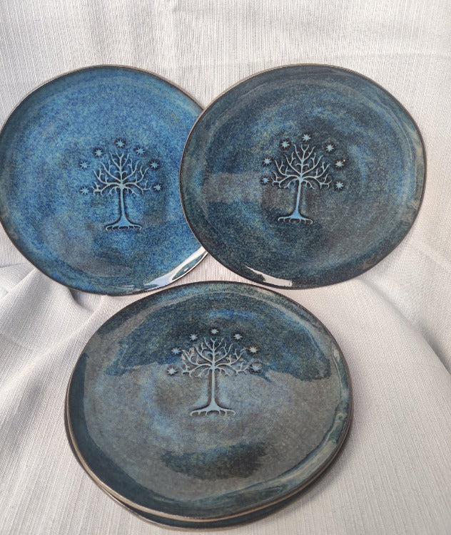 Unique handmade Blue Tree of Gondor plate, perfect present/gift idea for Tolkien fans, D=19cm