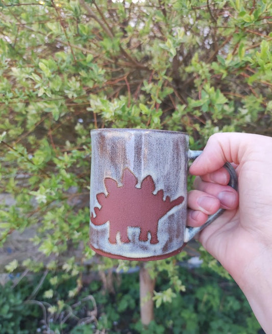 Unique Ceramic handmade stegosaurus dinosaur Jurassic mug