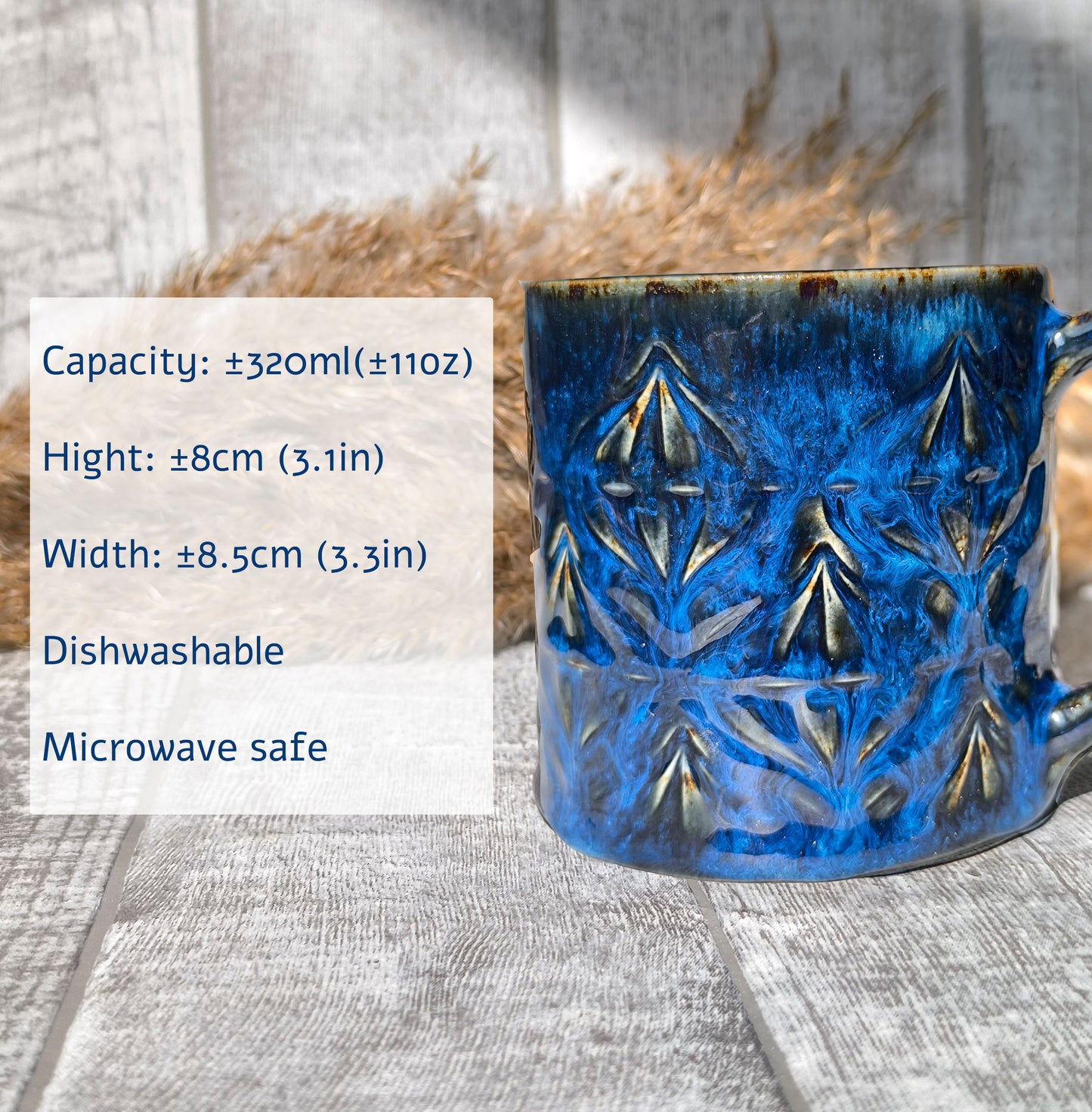 Handmade Sapphire Flame mug, 320ml